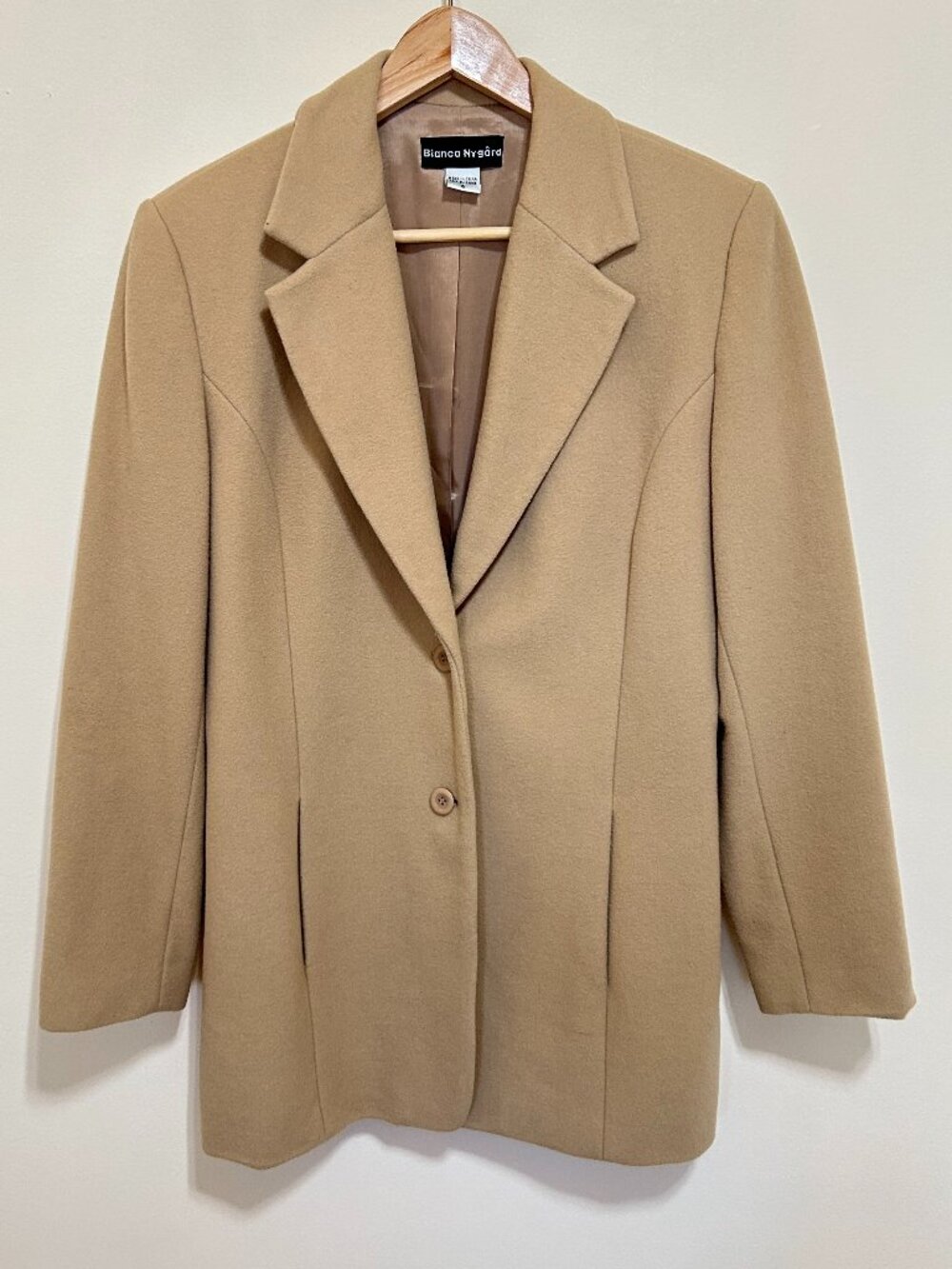 Bianca Nygard Wool Blend Blazer Camel/Tan Womens Size 8
